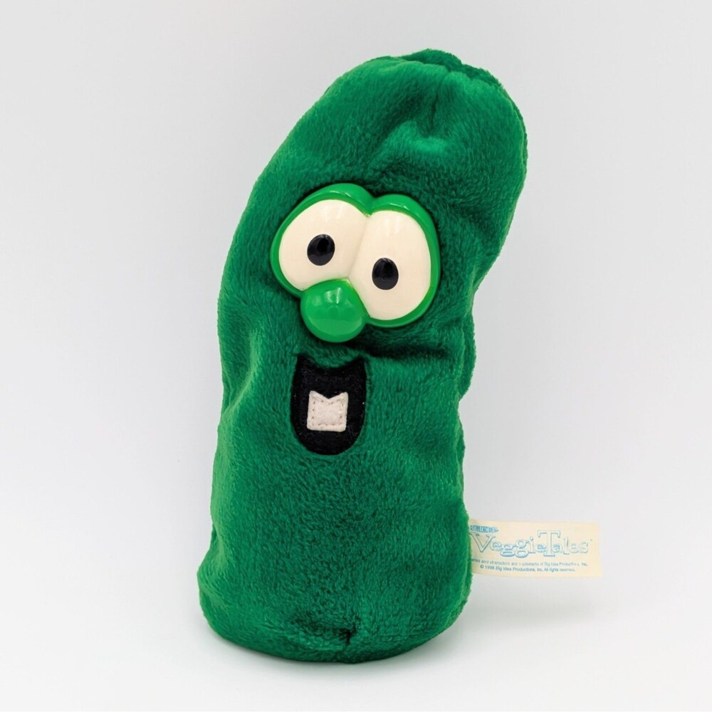 Vintage 1998 VeggieTales Larry the Cucumber Bean Bag Plush 7" Lyrick Big Ideas